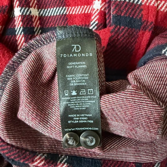 Men’s Size XL 7 Diamonds Button Down Flannel Shirt - Picture 6 of 6